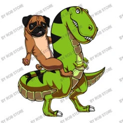 Pug Dog Riding T Rex Dinosaur Youth Tee -ThreadNest Store d.2526655315.25087666.s3.1 ffffff Um9iIFN0b3Jl 800x800 1