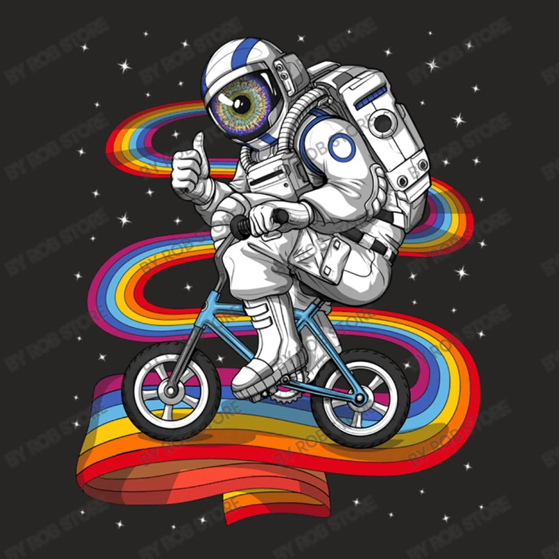 Trippy Astronaut Riding Bicycle Ladies Fitted T-Shirt 5 Trippy Astronaut Riding Bicycle Ladies Fitted T-Shirt - Image 5