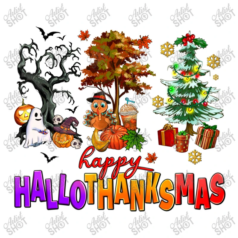 Happy Hallothanksmas Trees Women's V-Neck T-Shirt 5 Happy Hallothanksmas Trees Women's V-Neck T-Shirt - Image 5
