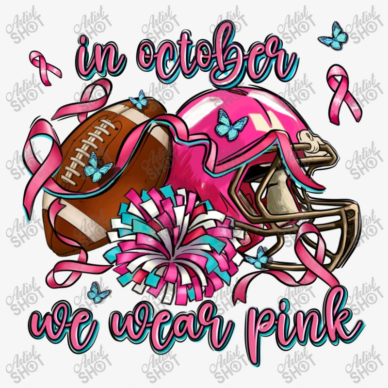 In October We Wear Pink Football All Over Women's T-shirt 5 In October We Wear Pink Football All Over Women's T-shirt - Image 5