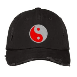 Yin Yang Embroidery Embroidered Hat Distressed Cap