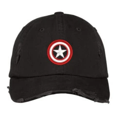 Official Captain America Distressed Shield All Sizes Embroidered Hat Distressed Cap