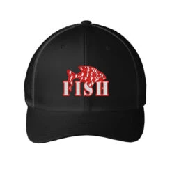 Fish Embroidered Hat Embroidered Mesh Cap