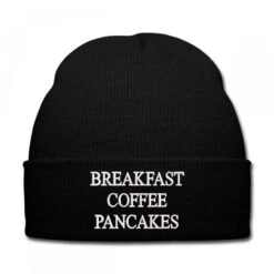 Breakfast Coffee Embroidered Knit Cap