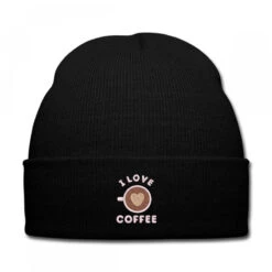 I Love Coffee Embroidered Hat Knit Cap