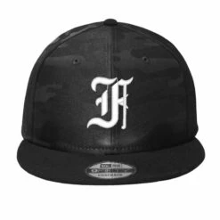 Old English Style Initial Letter F Embroidered Hat Camo Snapback