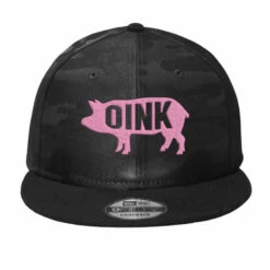 Pig Oink Funny Embroidered Hat Camo Snapback