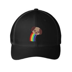 Raınbow Dog Embroidered Embroidered Mesh Cap