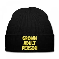Grown Adult Person Embroidered Hat Knit Cap