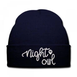 Night Owl Embroidered Hat Knit Cap