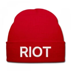 Riot Embroidered Hat Knit Cap