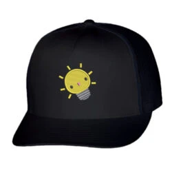 Happy Bulb Embroidered Hat Trucker Cap