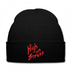 High On Stress Embroidered Hat Knit Cap