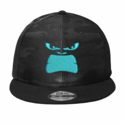 Angry Face Embroidered Hat Camo Snapback