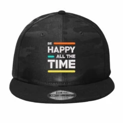 Be Happy Time Embroidered Hat Camo Snapback