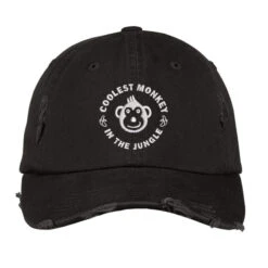 Coolest Monkey Embroidered Hat Distressed Cap