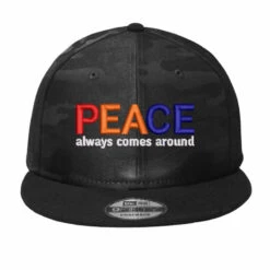 Peace Always Comes Around Embroidered Hat Camo Snapback