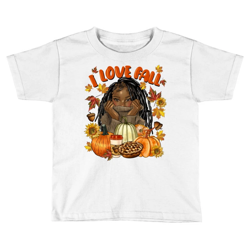 I Love Fall Locs Black Woman Toddler T-shirt 1 I Love Fall Locs Black Woman Toddler T-shirt