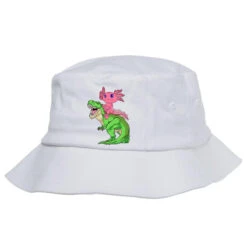 Axolotl Riding T Rex Dinosaur Cute Fish Lizard Sal Bucket Hat