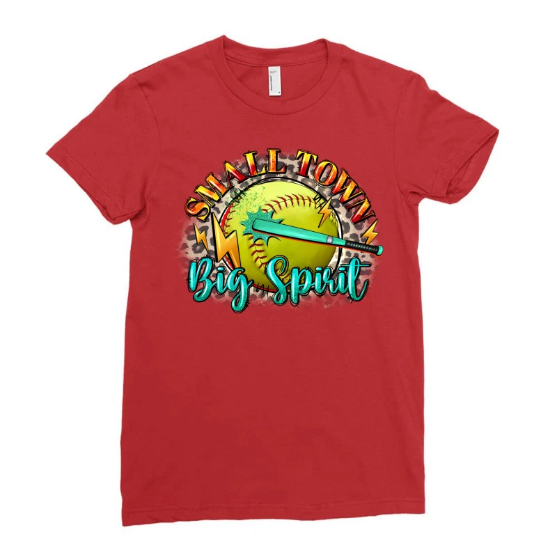 Small Town Big Spirit Softball Ladies Fitted T-Shirt 3 Small Town Big Spirit Softball Ladies Fitted T-Shirt - Image 3