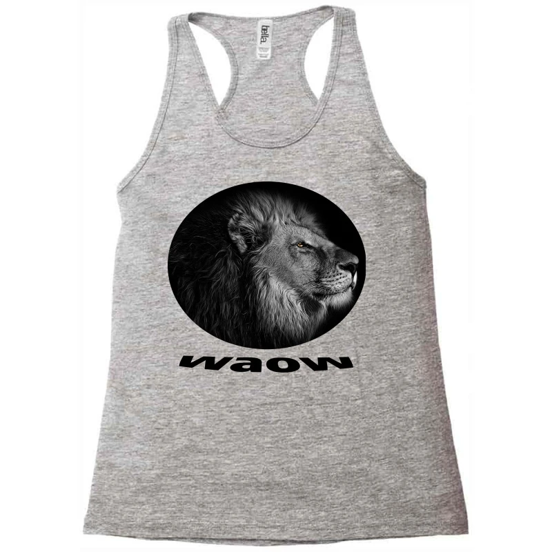 Blak White Lion Face Racerback Tank 3 Blak White Lion Face Racerback Tank - Image 3