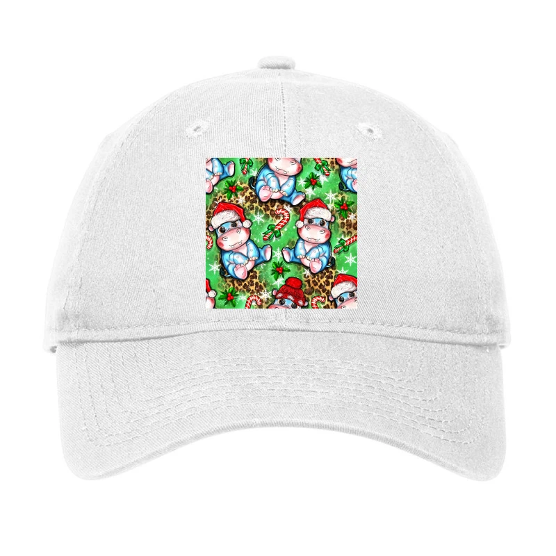 Christmas Cute Hippo Sitting Adjustable Cap 1 Christmas Cute Hippo Sitting Adjustable Cap