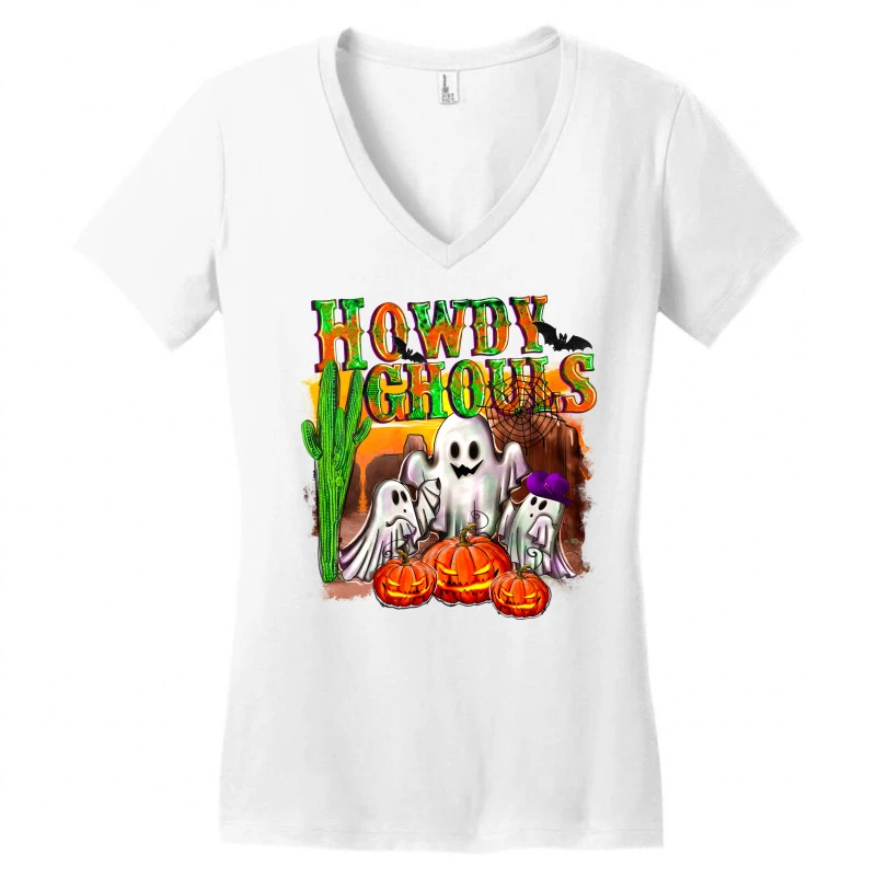 Howdy Ghouls Women's V-Neck T-Shirt 3 Howdy Ghouls Women's V-Neck T-Shirt - Image 3