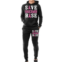 Awareness Save Second Base Pink Ribbon Hoodie & Jogger Set