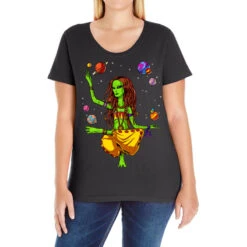 Hippie Alien Space Yoga Zen Meditation Ladies Curvy T-Shirt