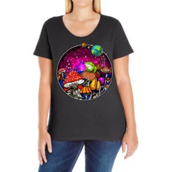 Magic Mushrooms Psilocybin Psychedelic Frog Ladies Curvy T-Shirt
