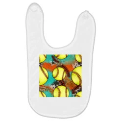 Softball Seamless Pattern Baby Bibs