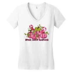 Breast Cancer Awareness Pumpkins Women's V-Neck T-Shirt -ThreadNest Store pd.2526723550.72.25095205.s3.1 front white ffffff none x0y0 138 800x800 1