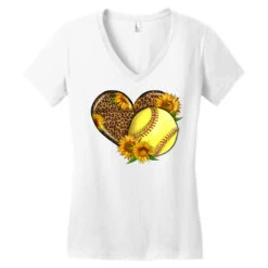 Western Softball Heart With Sunflowers Women's V-Neck T-Shirt -ThreadNest Store pd.2526738569.72.25095307.s3.1 front white ffffff none x0y0 138 800x800 1