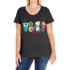 Science Teacher Coffee Cups Ladies Curvy T-Shirt