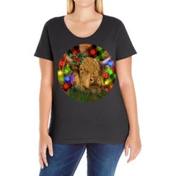 Brown Cow Christmas Ladies Curvy T-Shirt