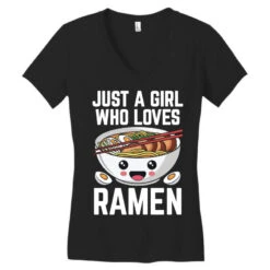 Girl Who Loves Ramen Women's V-Neck T-Shirt -ThreadNest Store pd.2526809740.72.25097337.s3.1 front black ffffff none x2y0 134 800x800 1
