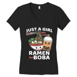 Just A Girl Who Loves Ramen And Boba Women's V-Neck T-Shirt -ThreadNest Store pd.2526813544.72.25097398.s3.1 front black ffffff none x0y9 138 800x800 1