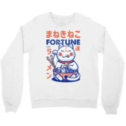 Maneki Neko Fortune Teller Lucky Cat Crewneck Sweatshirt -ThreadNest Store pd.2526815189.32.25097429.s3.1 front white ffffff none x7.5y0.5 109 800x800 1