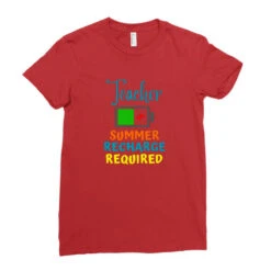 Teacher Summer Recharge Required Funny Ladies Fitted T-Shirt -ThreadNest Store pd.2526836125.36.25098509.s3.1 front red ffffff none x0y0 154 800x800 1