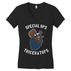 Special Ops Triceratops Women's V-Neck T-Shirt -ThreadNest Store pd.2526881587.72.25088862.s3.1 front black ffffff none x0y0 138 800x800 1