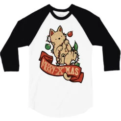 Merry Xmas Cat 3/4 Sleeve Shirt -ThreadNest Store pd.2526915279.33.25074028.s3.1 front white and black ffffff none x0y0 150 800x800 1
