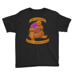 Never Alone While Reading A Book Youth Tee -ThreadNest Store pd.2526920774.37.25076721.s3.1 front black ffffff none x0y0 129 800x800 1