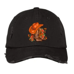 Orange Cowgirl And Roses Vintage Cap