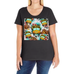 Bus Driver Leopard Cowhide Ladies Curvy T-Shirt