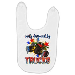 Easily Distracted By Trucks Baby Bibs