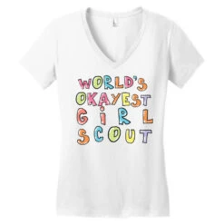 World S Okayest Girl Scout Gift Idea Women's V-Neck T-Shirt -ThreadNest Store pd.2527000067.72.25082458.s3.1 front white ffffff none x0y0 138 800x800 1