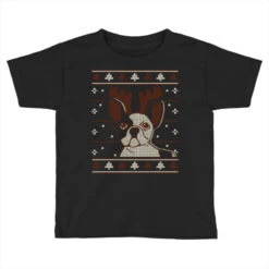 Ugly Christmas French Bulldog Puppy With Reindeer Toddler T-shirt
