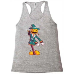 Scarecrow Flossing Pumpkin Funny Halloween Floss D Racerback Tank -ThreadNest Store pd.2527025222.45.25095600.s3.1 front grey ffffff none x25.5y0 93 800x800 1