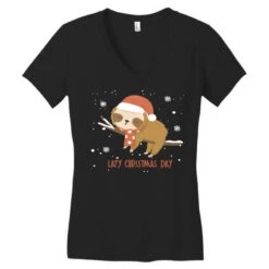 Santa Sloth Christmas Merry Slothmas Snowflake Women's V-Neck T-Shirt -ThreadNest Store pd.2527027469.72.25097642.s3.1 front black ffffff none x0y0 138 800x800 1