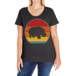 Retro Vintage Hippo Silhouette Spirit Animal Hippo Ladies Curvy T-Shirt